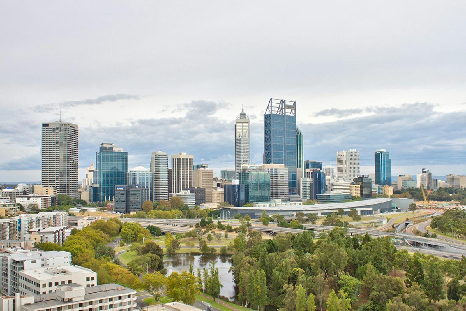 The Perth Central Business District Skyline, from Kings Park, Western Australia